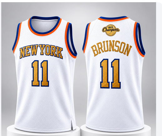 Men 2026 New York Knicks #11 Brunson white Gold Championship Jersey 10230->women nba jersey->Women Jersey